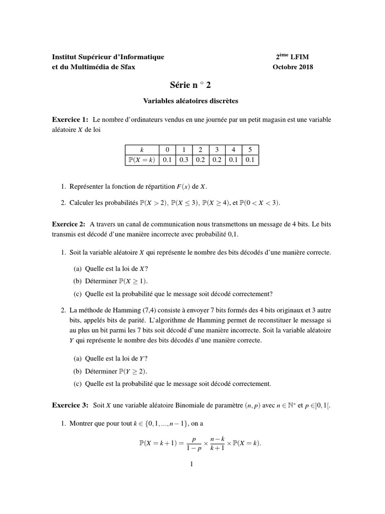 Chap 2 Variablediscretes | PDF | Probabilité | Écart type