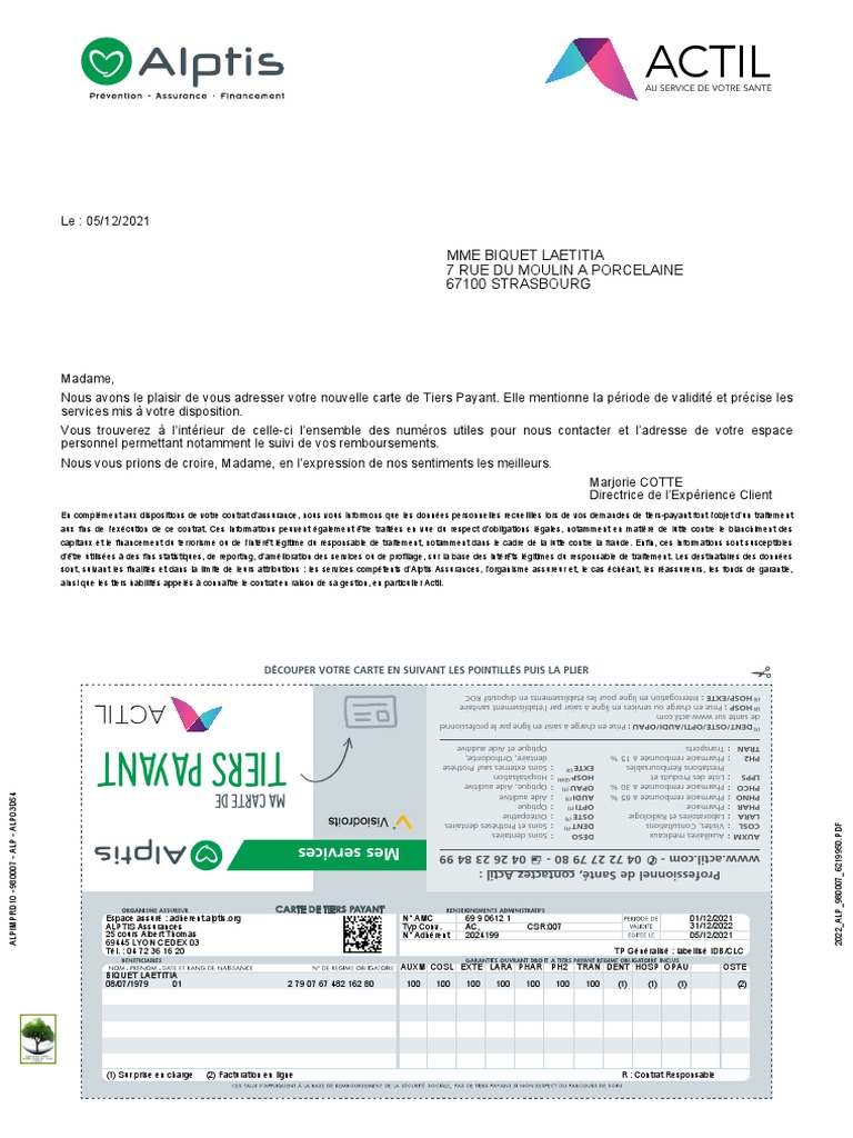 Www Actil Com Demande De Prise En Charge Carte Tiers Payant | PDF | Assurance | Sciences de la santé