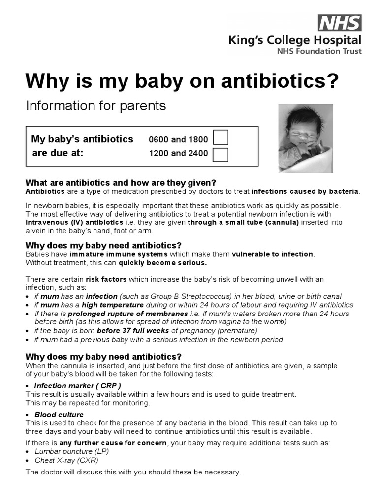 Why Is My Baby On Antibiotics? Information For Parents PDF