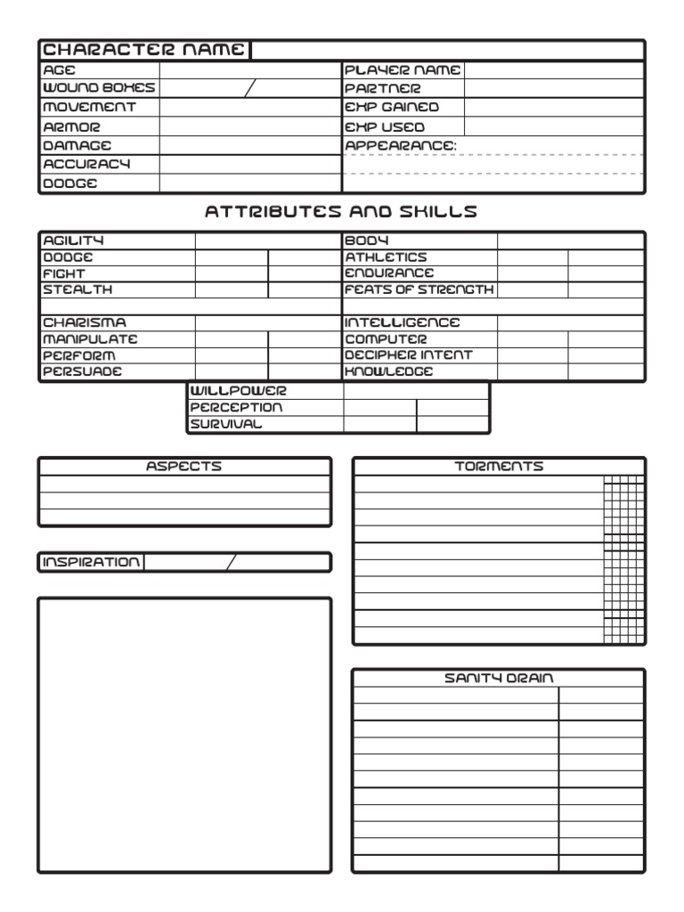 Digimon Character Sheet Template | PDF