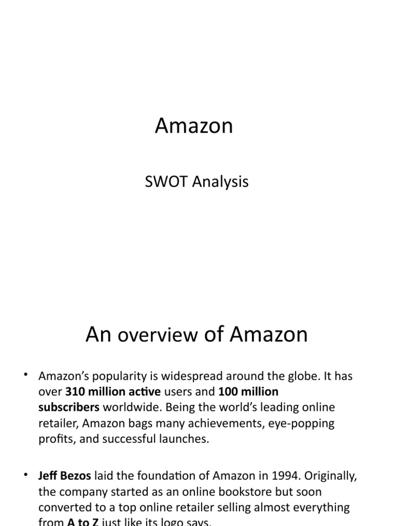 Amazon SWOT Analysis | PDF | E Commerce | Brand