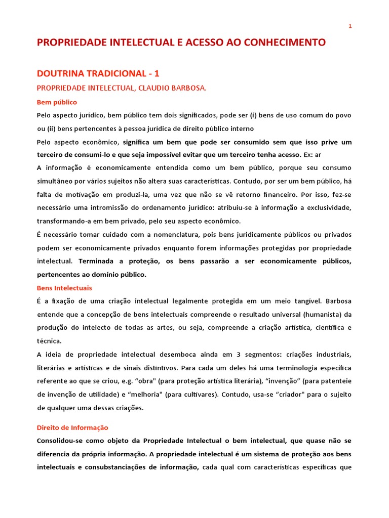 Propriedade Intelectual e Seus Aspectos Jurídicos | PDF | Direitos ...
