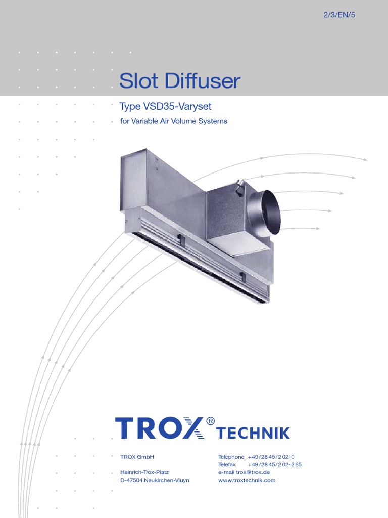 Slot Diffuser: Type VSD35-Varyset | PDF | Physical Quantities | Applied ...