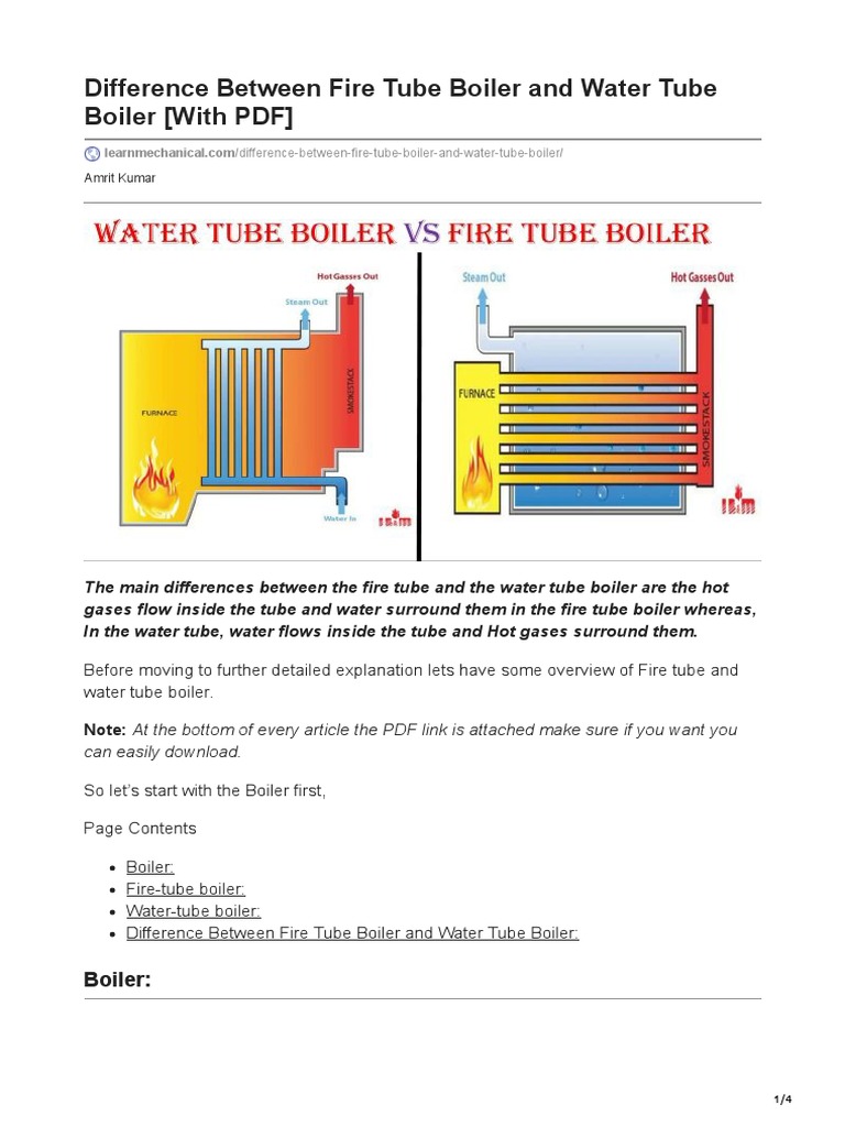 Difference Between Fire Tube Boiler and Water Tube Boiler With PDF PDF Power (Physics