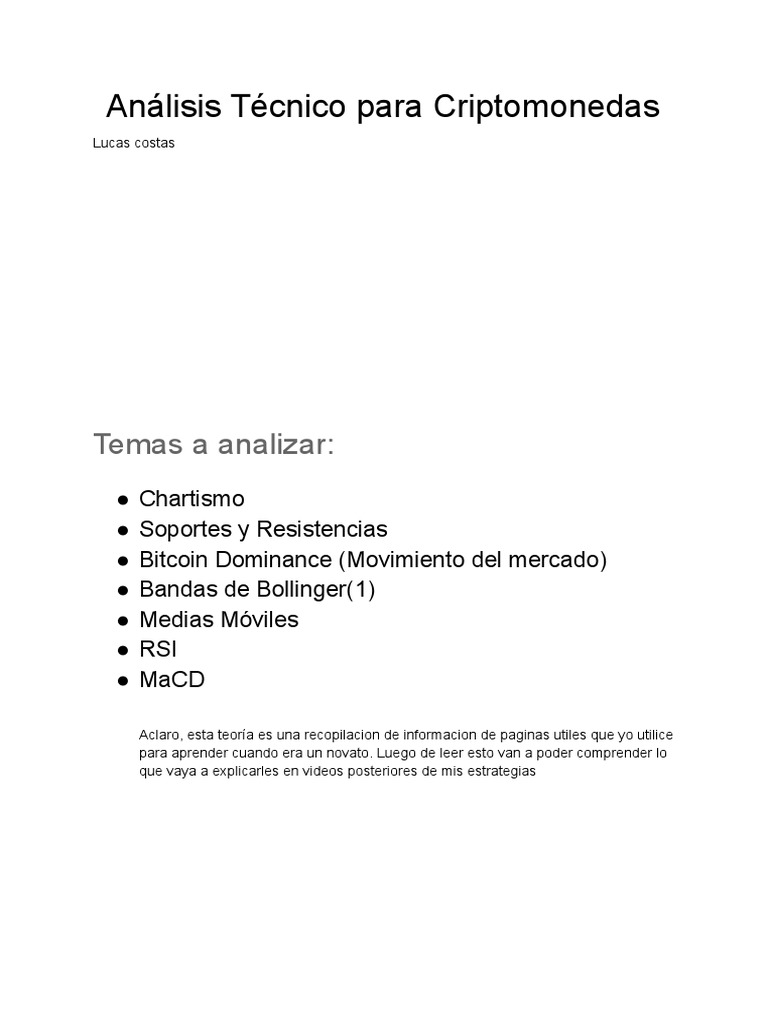 Análisis Técnico para Criptomonedas 1 | PDF | Tendencia del mercado | Análisis  técnico