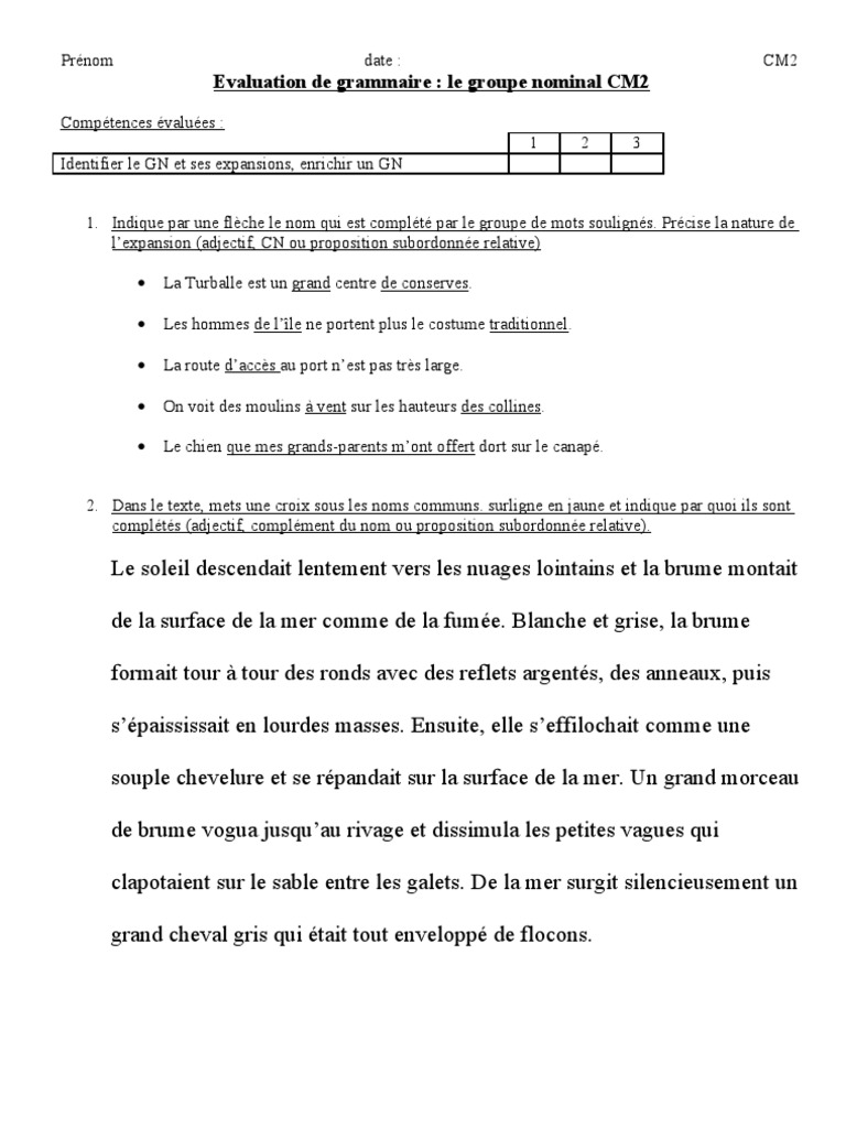 Exercices Expansion Du Nom Eval Les Expansions Du GN | PDF | Clause | Grammaire