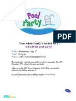 Your Whole Family Is Invited For A: Schoolwide Pool Party!