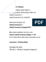 String (Pandas) - Removing $ After Int Sales ( Revenue') Sales ( Revenue') .STR - Strip ( $') #Convert String To Int