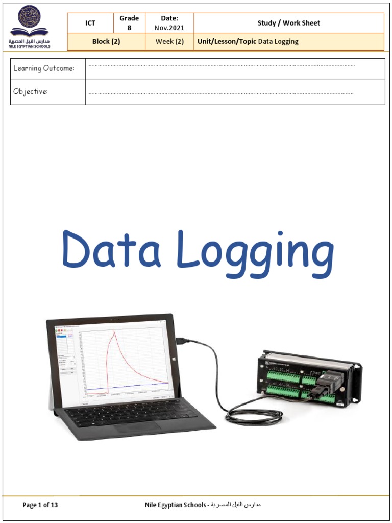 Data Logging ICT Grade 8 Date Study / Work Sheet Block (2) Unit