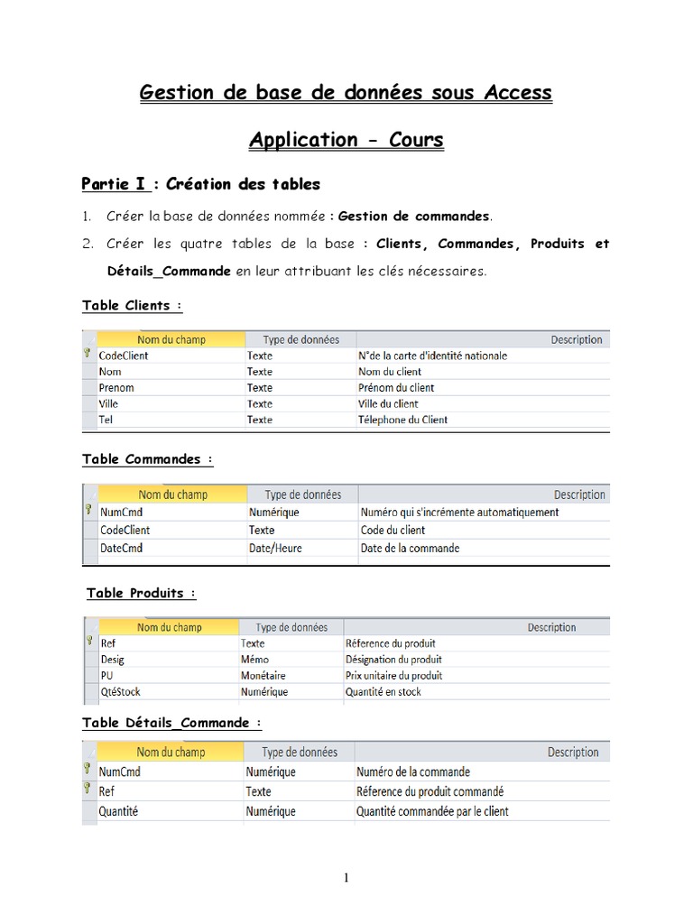 Création et Requêtes Access: Guide Complet | PDF | Microsoft Access ...