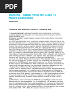 Banking - CBSE Notes For Class 12 Macro Economics