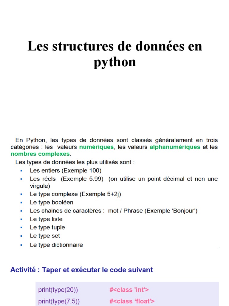 Structures de données en Python | PDF | Informatique | Informatique