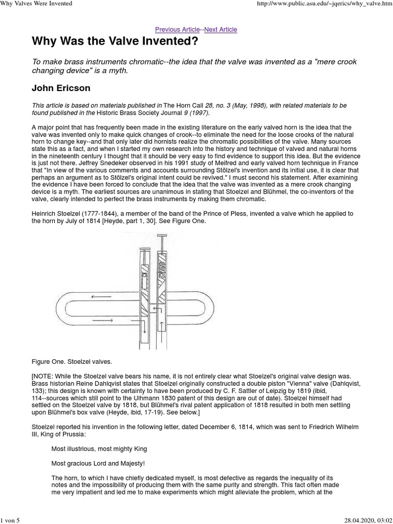 Why Valves Were Invented PDF French Horn Brass Instruments