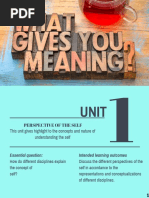 Perspective of The Self This Unit Gives Highlight To The Concepts and Nature of Understanding The Self