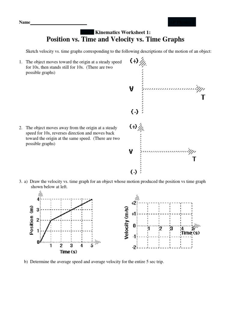 Velocity vs. Time Graphs Worksheet | PDF | Velocity | Speed