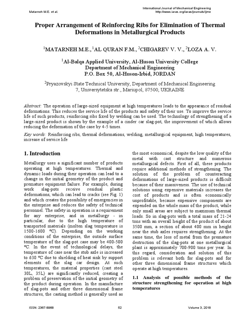 Proper Arrangement of Reinforcing Ribs For Elimination of Thermal
