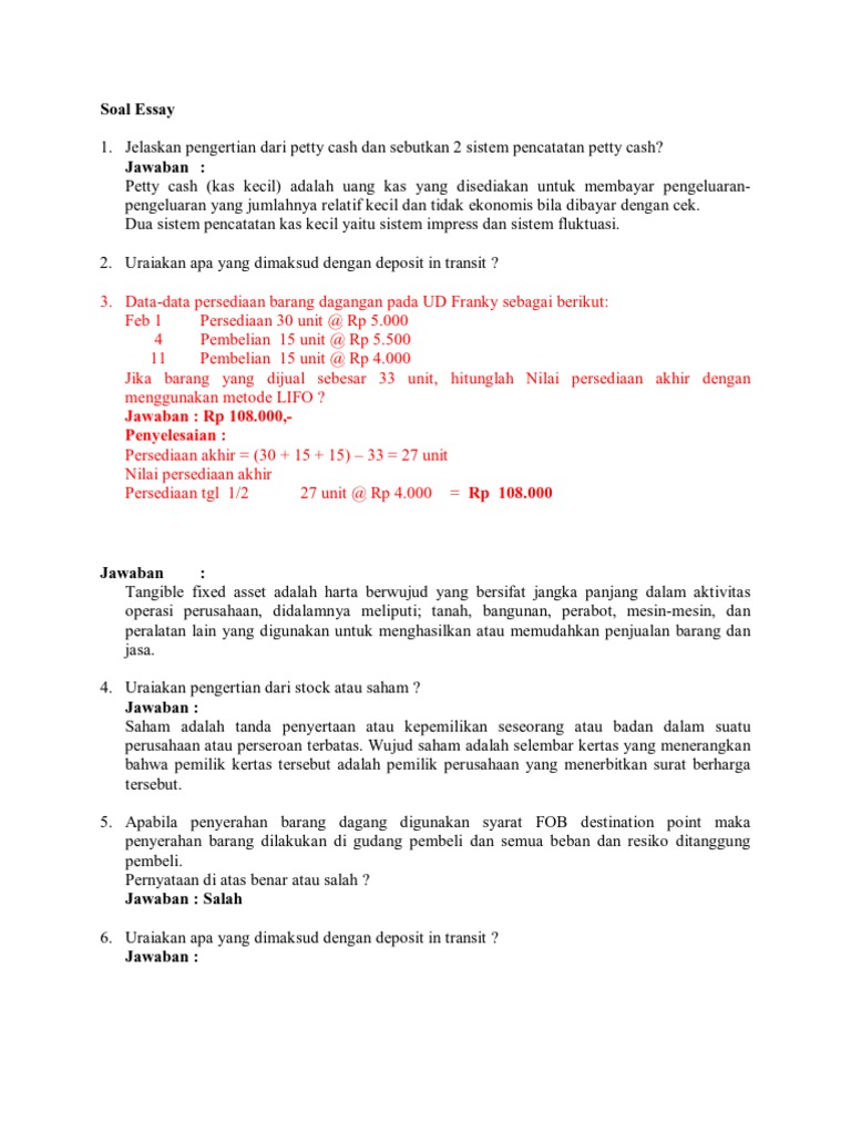 Soal Tanya Jawab Akuntansi Perbankan