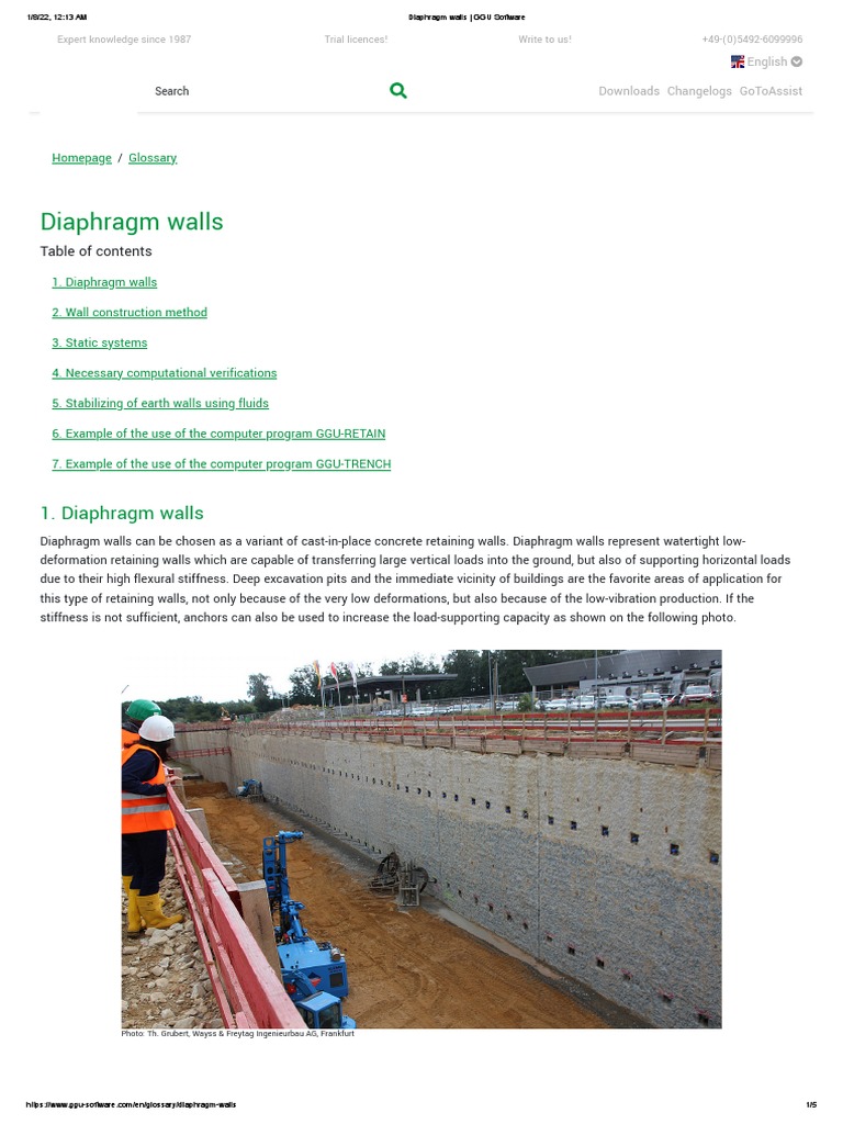 Diaphragm Walls Guide | PDF | Force | Civil Engineering