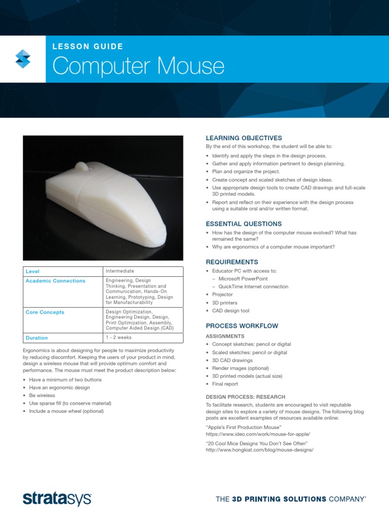 Computer Mouse Lesson Guide PDF 3 D Computer Graphics Computer