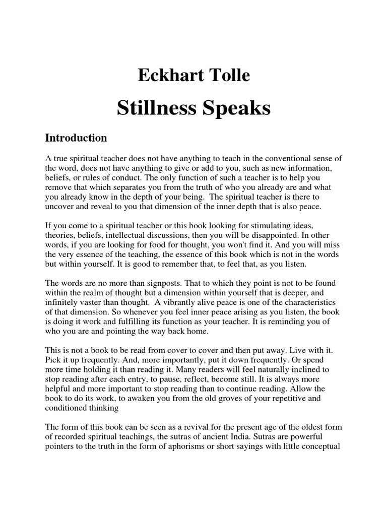 Eckhart Tolle - Stillness Speaks (2003, New World Library) | PDF ...
