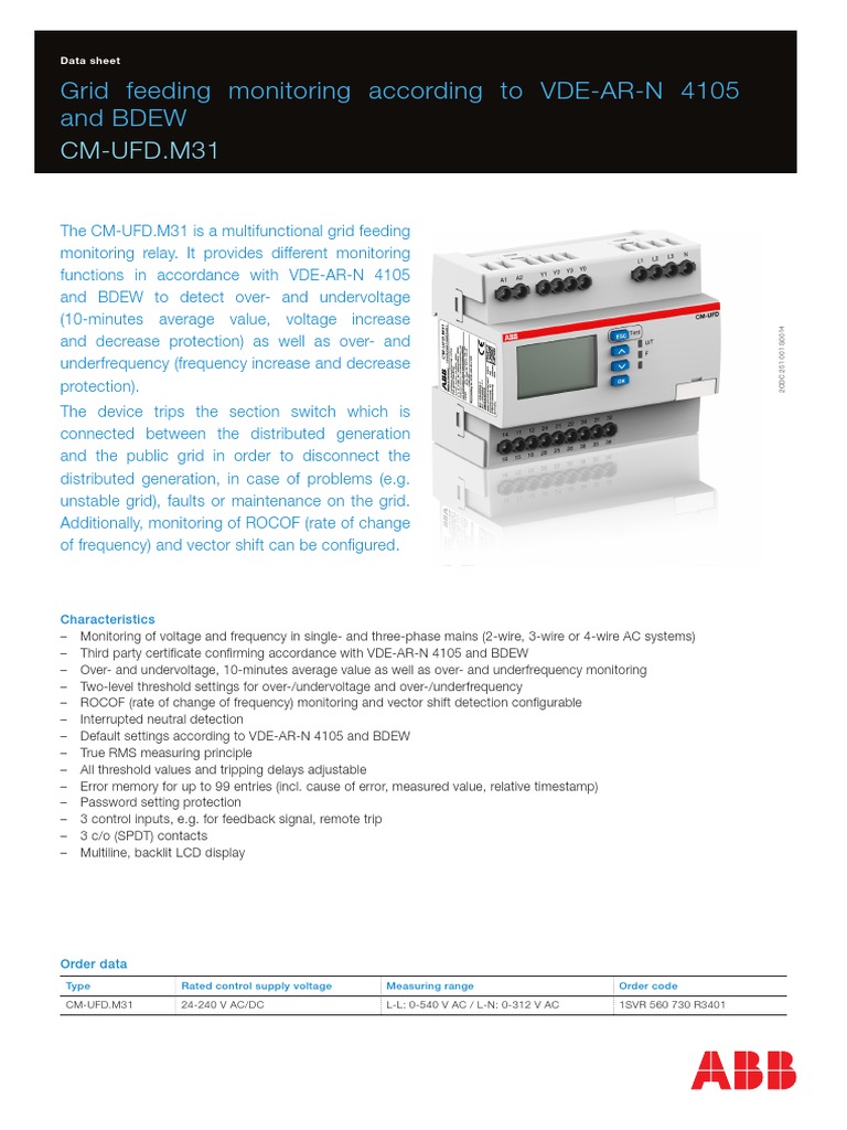CMUFD.M31 Grid Feeding Monitoring According To VDEARN 4105 and BDEW
