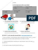 PRACTICE 1: Response To The Statements With Too and Either