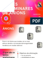 Testes Preliminares de Ânions