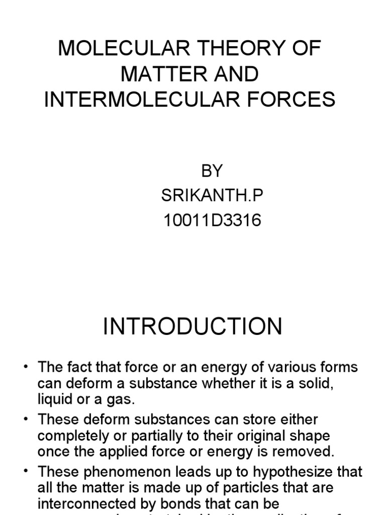 Molecular Theory & Intermolecular Forces | PDF | Science & Mathematics