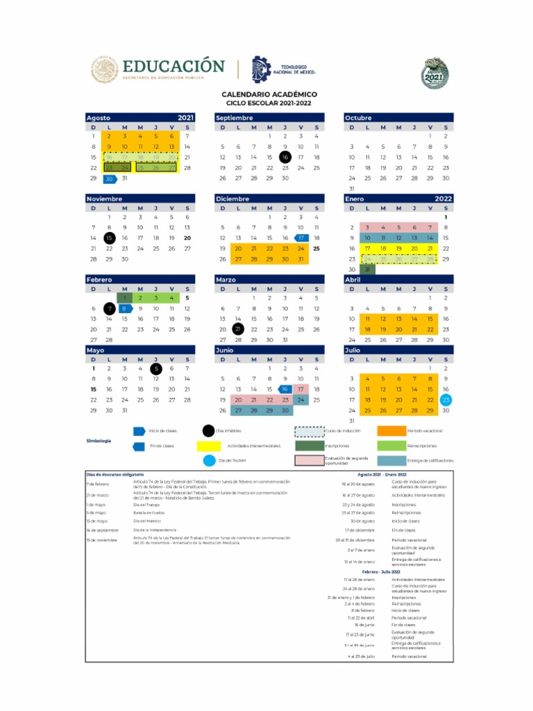 Calendario TECNM PDF