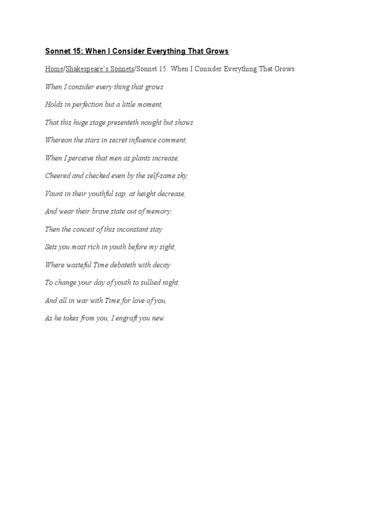 Home/Shakespeare's 15 When I Consider Everything That