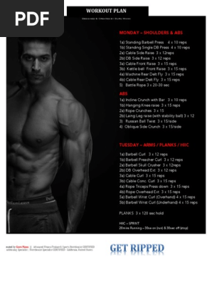 GET RIPPED Workout Plan by Guru Mann | PDF | Management Of Obesity |  Physical Fitness