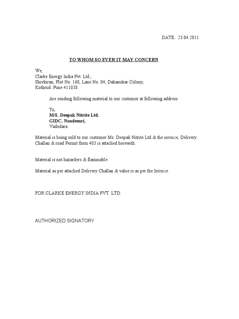Material Dispatch Confirmation Letters | PDF