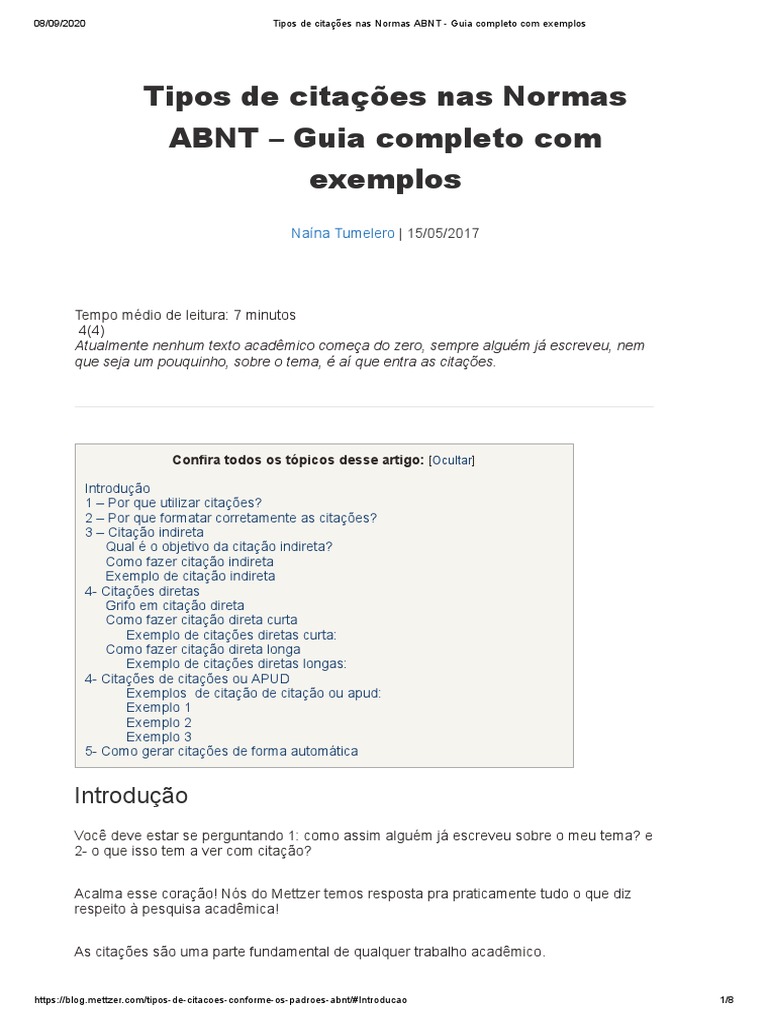 Normas ABNT para citações: um guia completo com exemplos | PDF ...