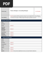 Finance Manager / Accounting Manager: Personal Information