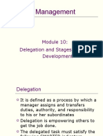 Management: Delegation and Stages of Team Development