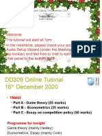 DD309 Online Tutorial 2020 - TMA02 Game Theory, Econometrics and Essay On Competition Policy 1