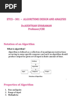 ETCS 301 - Algorithms Design and Analysis - Unit - I