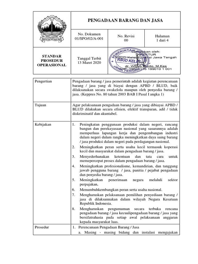 Prosedur Pengadaan Barang dan Jasa | PDF