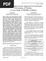 Continuous Improvement Approach For Functional Performance of Product - A Case Study of MSMEs of Ballari