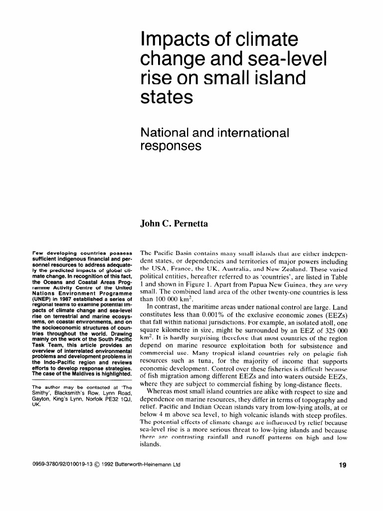 Impacts of climate change and sea-level rise on small island states ...