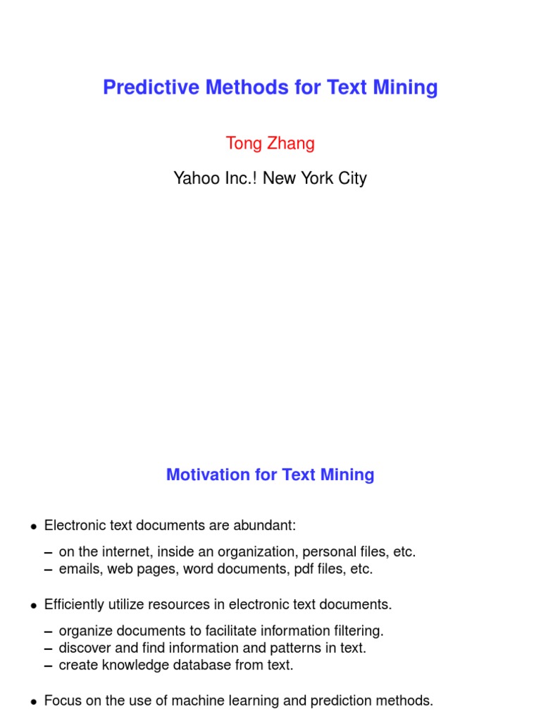 Predictive Text Mining Techniques | PDF | Statistical Classification ...