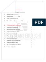 I. Fill in The Blanks With Correct Answers.: 2 English Work Sheet 1