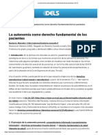 La autonomía como derecho fundamental de los pacientes