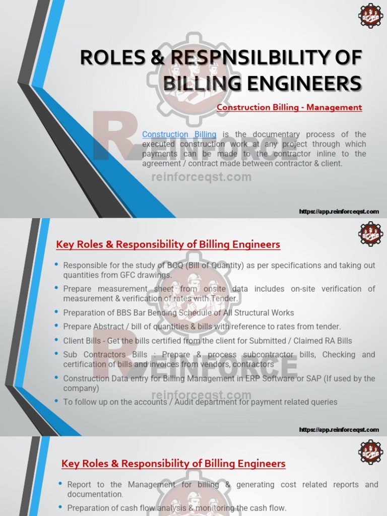 Roles & Responsibility of Billing Engineer | PDF | Specification ...