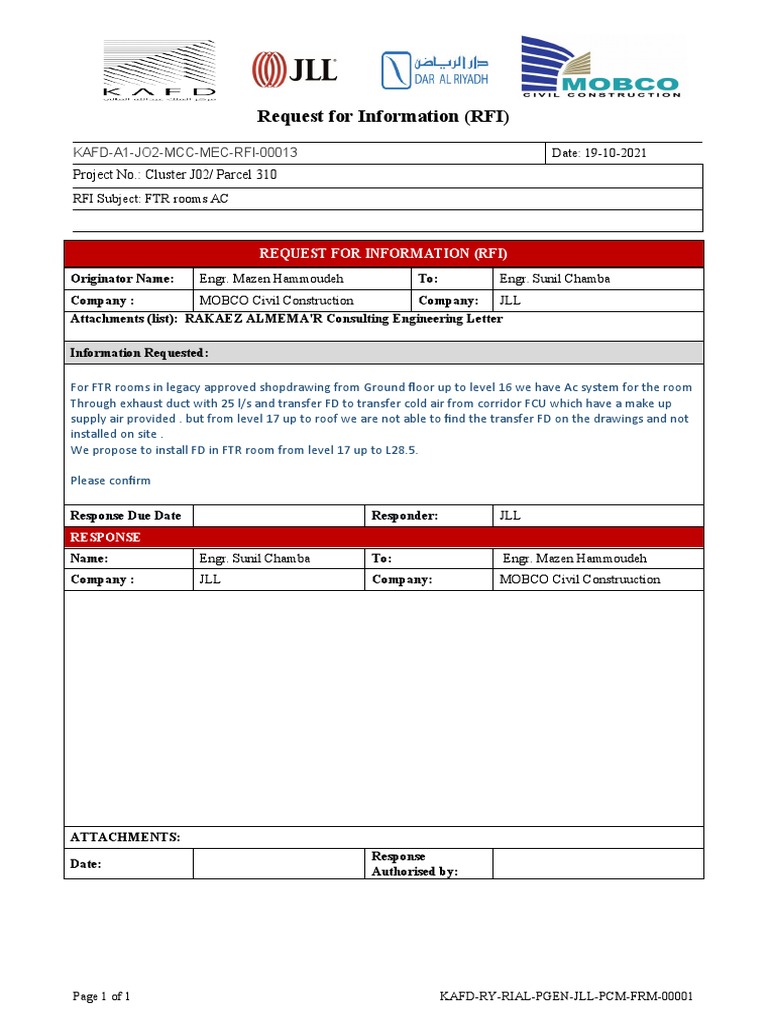 Request For Information (RFI) : Project No.: Cluster J02/ Parcel 310 | PDF