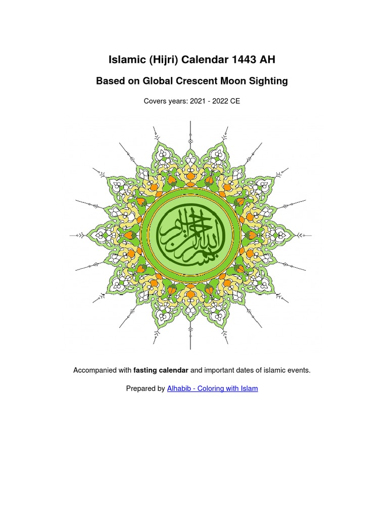 Islamic (Hijri) Calendar 1443 AH: Based On Global Crescent Moon Sighting |  PDF | Abrahamic Religions | Religious Behaviour And Experience