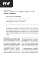 Research Article: Evaluation On The Corrosion of The Three Ni-Cr Alloys With Different Composition