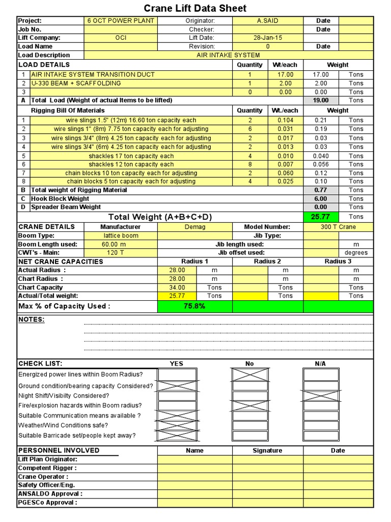 Crane Lift Data Sheet for 300T Crane | PDF | Crane (Machine)