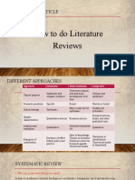 How To Do Literature Reviews: Research Article