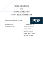 Assignment No.1 ON Rural Marketing Topic:-Telecom Service: DATE OF SUBMISSION:-31.1.2K11